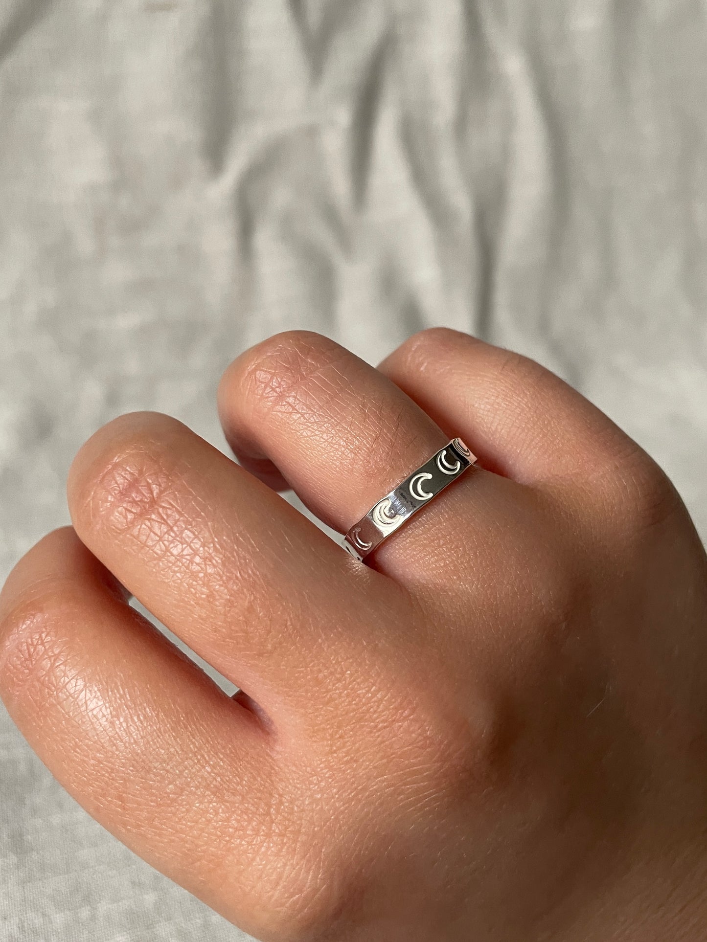 Moon Stamped Band Ring