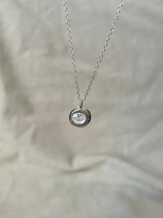 Oval Zirconia Pebble Necklace