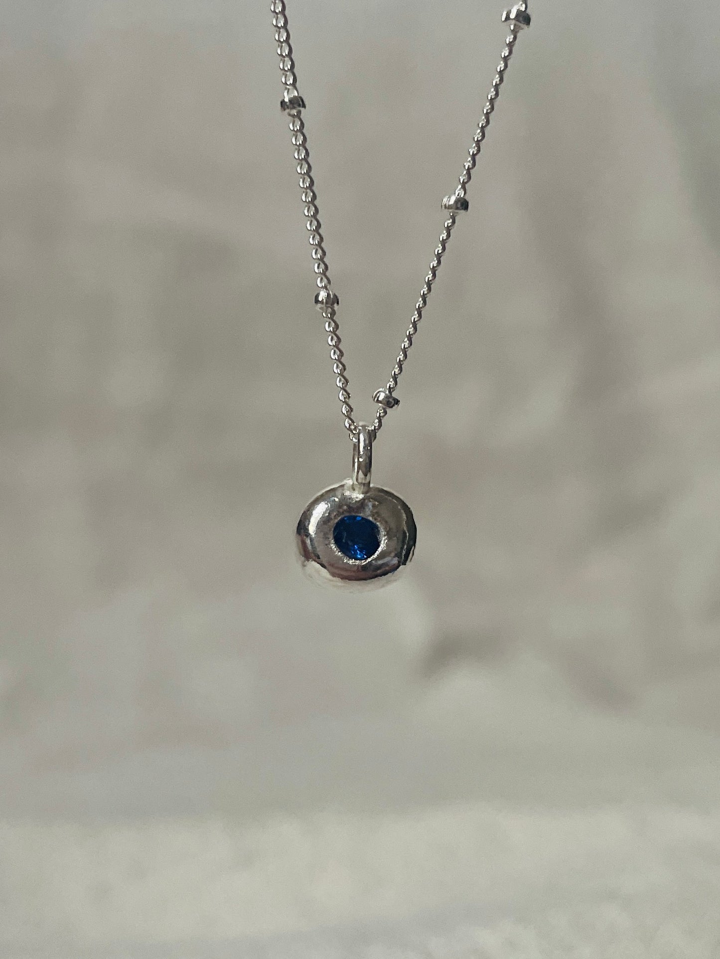 Synthetic Sapphire Pebble Necklace