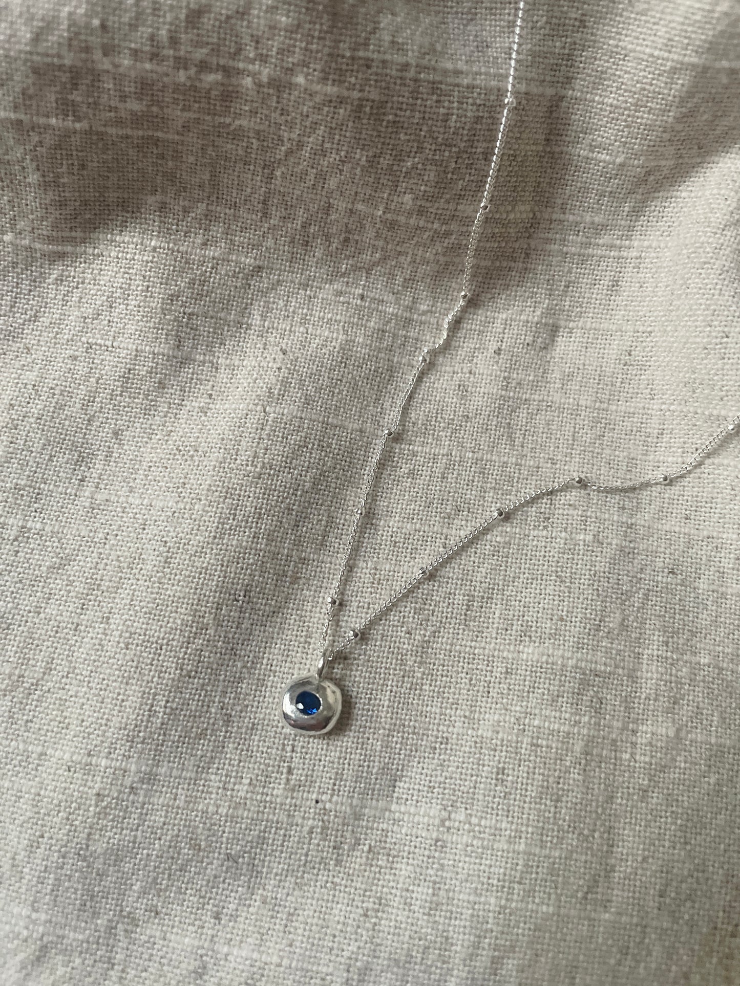 Synthetic Sapphire Pebble Necklace