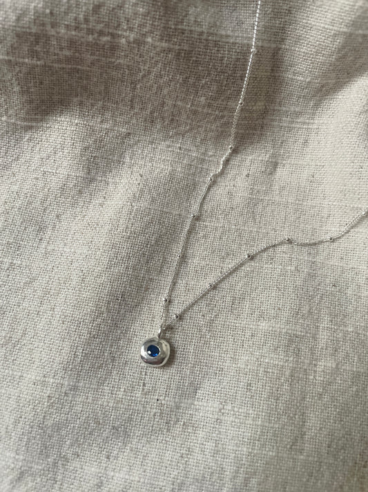 Synthetic Sapphire Pebble Necklace