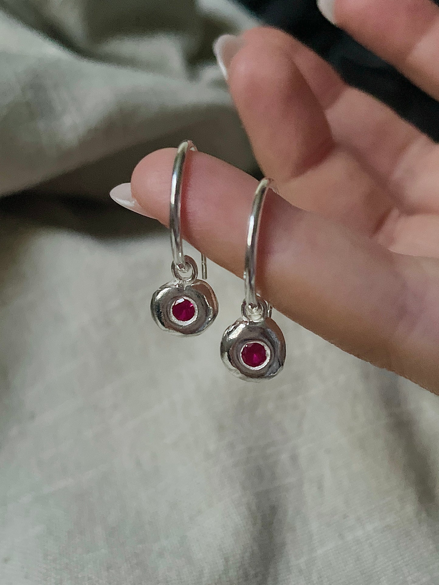 Ruby Pebble Earrings